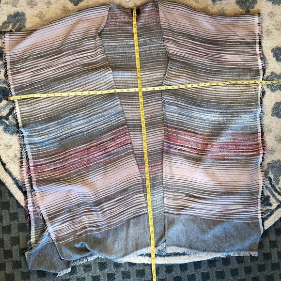 Textured Stripe Ruana Wrap - Picture 8 of 8